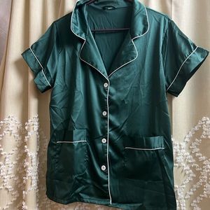 TWO Satin button up sleep/getting ready shirt